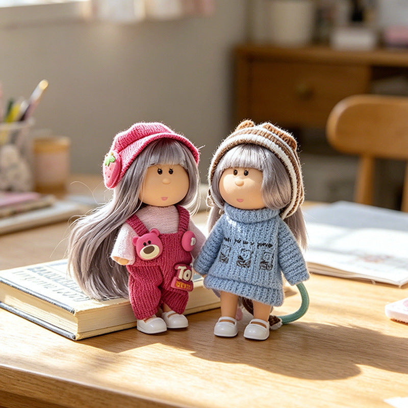Hooded Doll Bag Charm Keychain with Denim Outfit & Loop Strap Stornfield