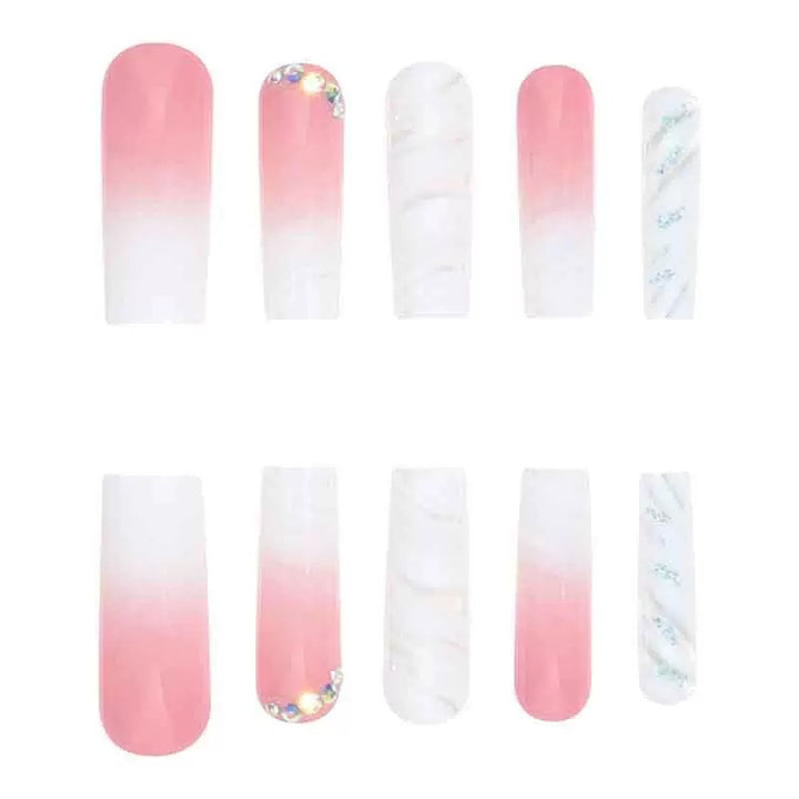 Artificial nail set with glamorous 3D accents and transparent design Stornfield