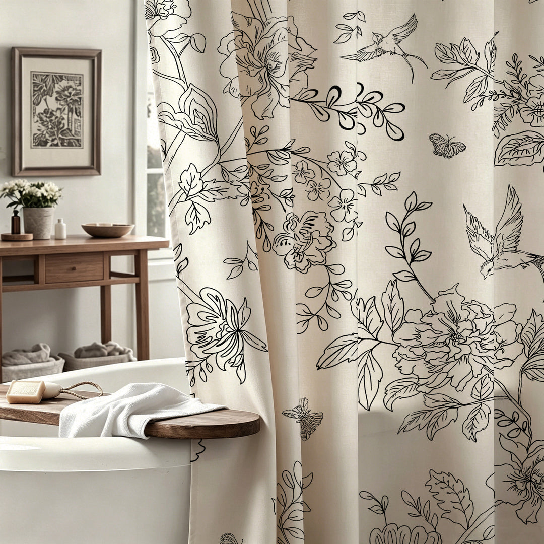Floral Embroidered Shower Curtain Stornfield