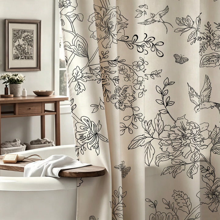 Floral Embroidered Shower Curtain Stornfield