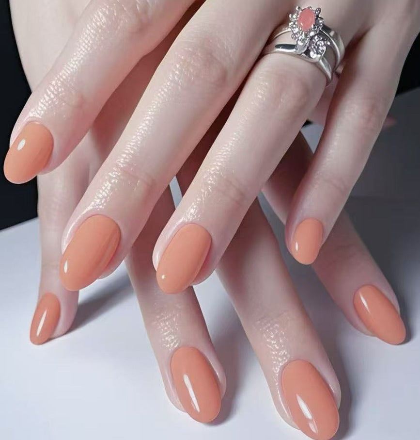 Glossy Oval-Shaped Nail Enhancements Stornfield