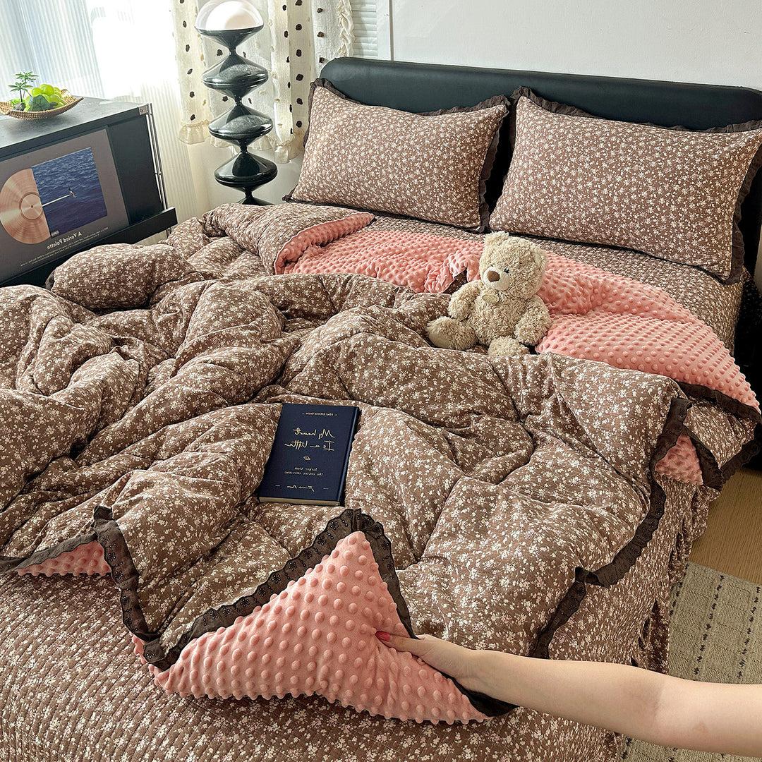 Plush Minky Dot Quilted Comforter Set