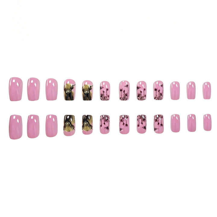 Floral-Themed Highland Cattle Nail Art Stornfield