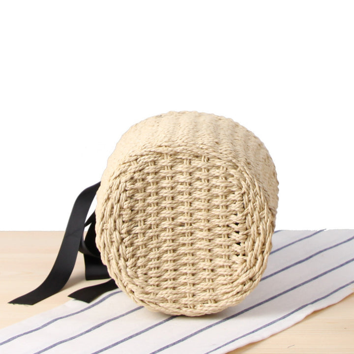 Fashionable basket bag with decorative satin ribbon Stornfield
