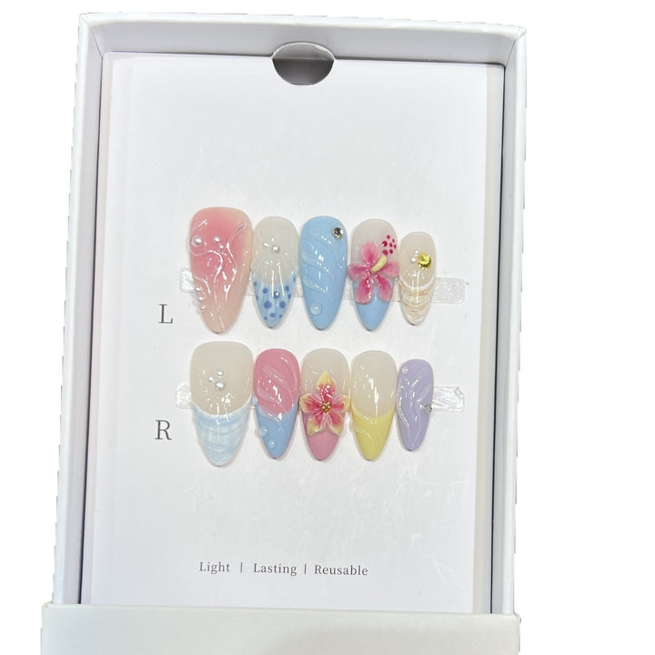 Artistic Floral Stiletto Press-On Nail Set Stornfield