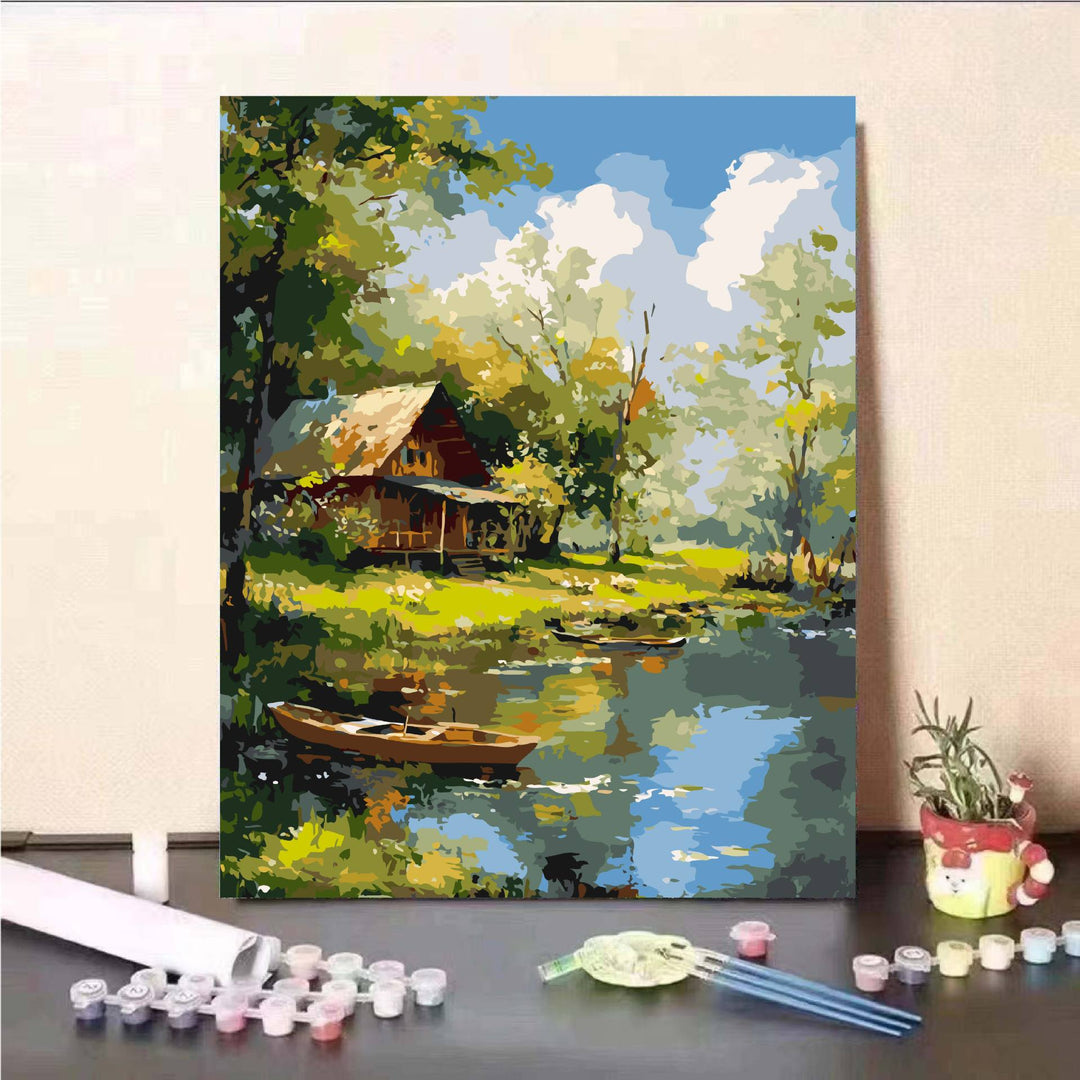 Scenic Mountain Lake Paint by Numbers Kit Stornfield