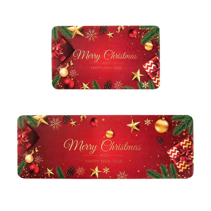 Festive Christmas-Themed Kitchen Mat Set