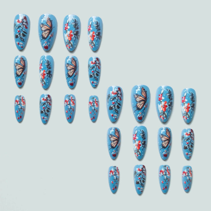 Artistic Floral Butterfly Nail Art