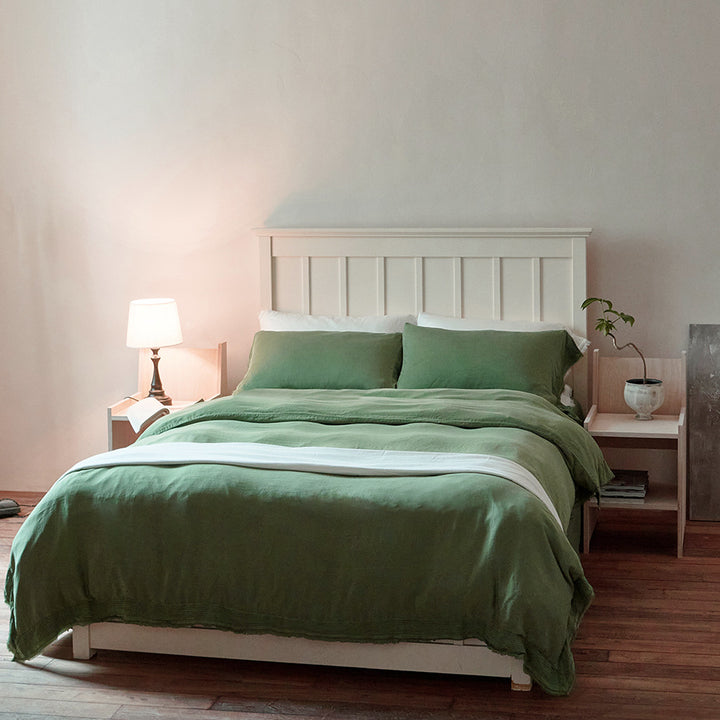 Washed Linen Duvet Cover Set with Textured Fringe Hem