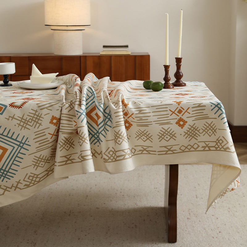 Rectangular tablecloth in Boho pattern with linen look Stornfield