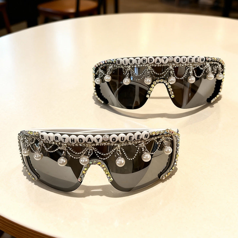 Decorative Pearl and Rhinestone Sunglasses Stornfield