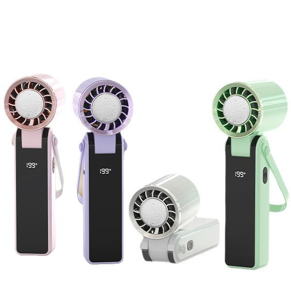 Cooling compact rechargeable handheld precision airflow fan with LED battery indicator and adjustable pivot head Stornfield