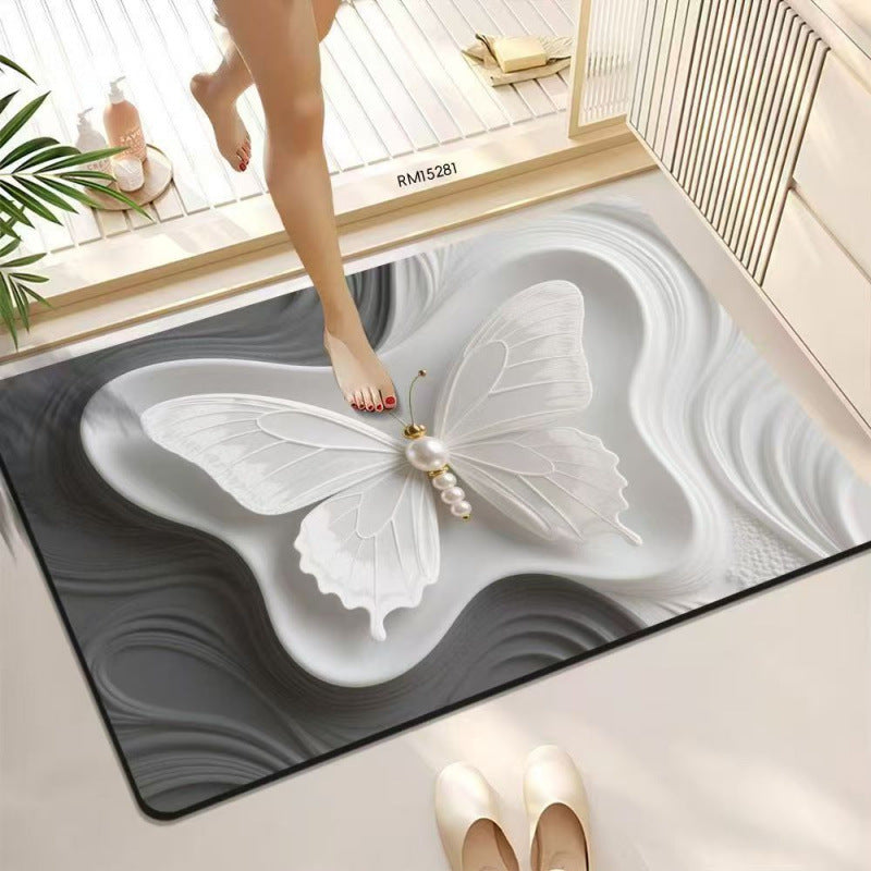 3D Butterfly Pattern Bath Mat