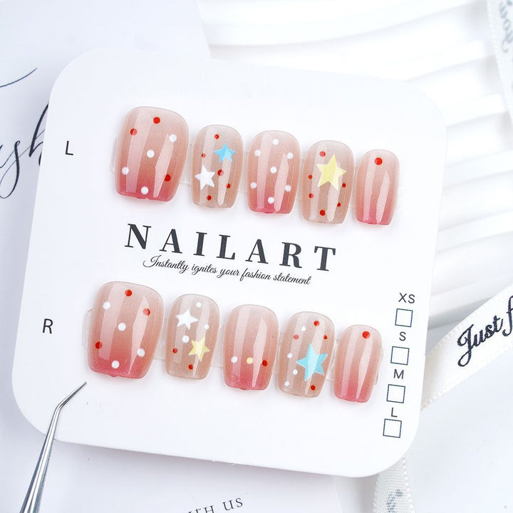Artistic Press-On Nail Set with Cute Character Designs Stornfield