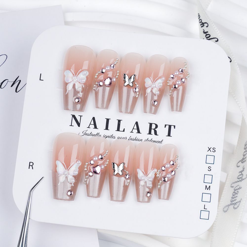 Artistic Character-Embossed Press-On Nail Set Stornfield
