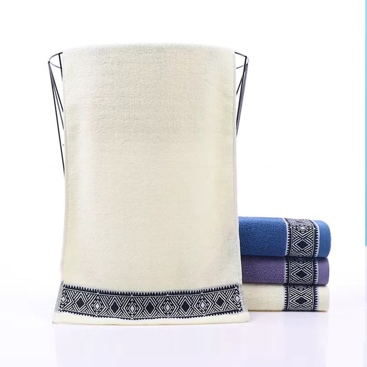 Terry Bath Towel Set With Elegant Geometric Border Stornfield