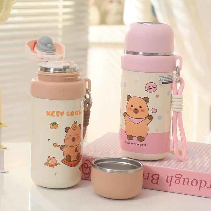 Ladies thermos bottle with animal motif and carrying strap Stornfield