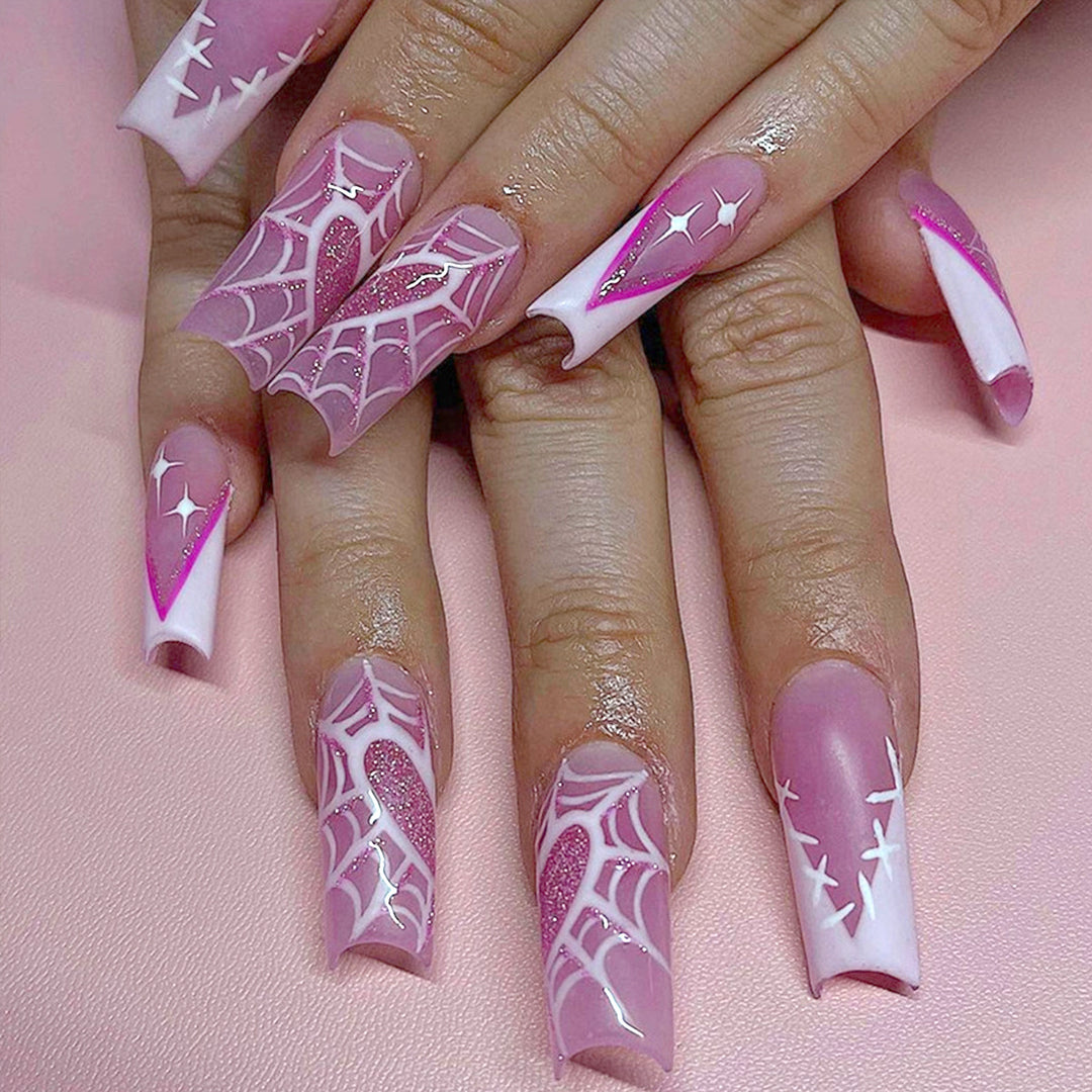 Artistic Spider-Web Press-On Nail Tips Stornfield