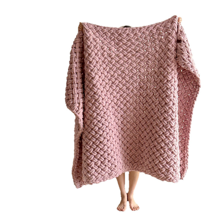 loose-knit handmade cuddle blanket made of chenille