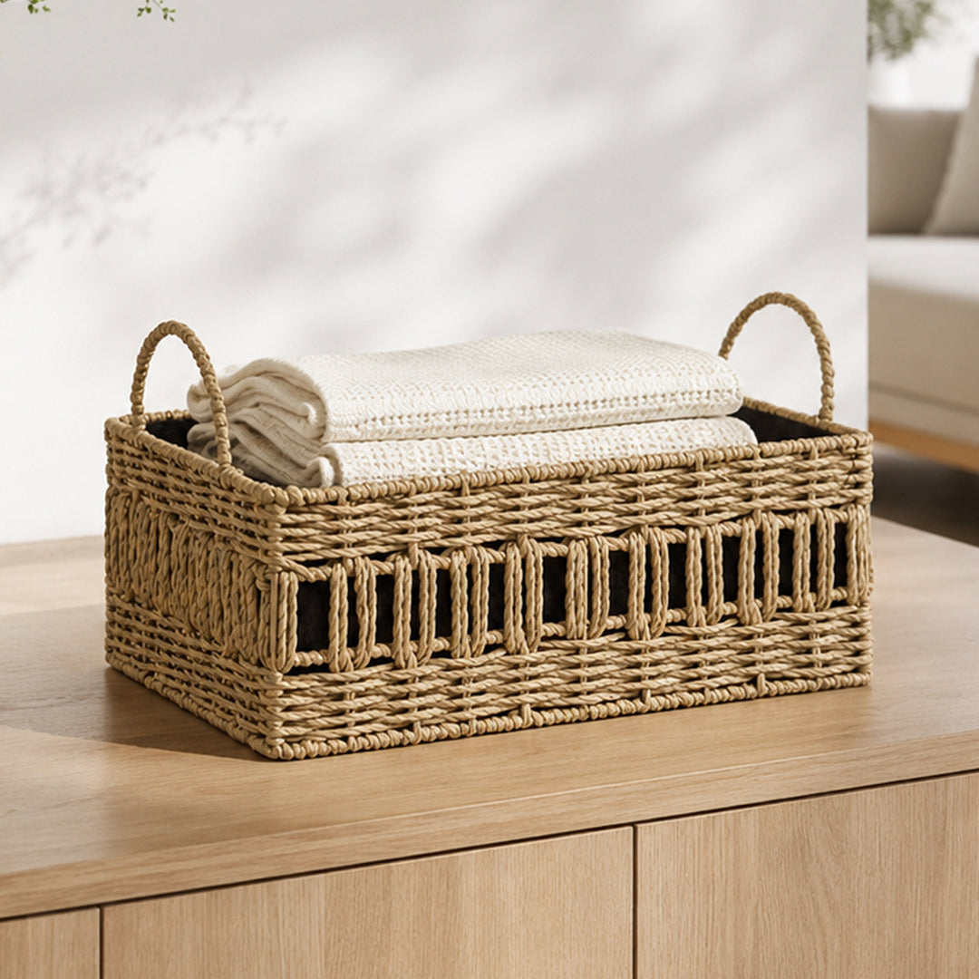 Versatile storage basket made of natural material Stornfield