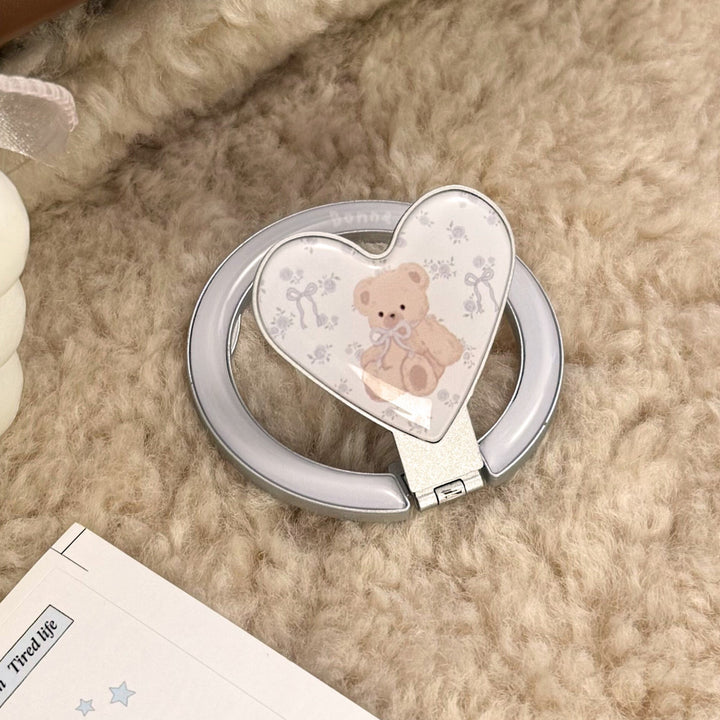 Hand mirror in heart-shaped design with cute bear motif Stornfield