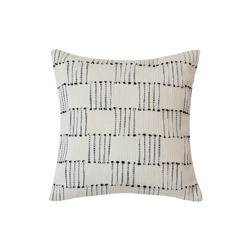 Structure cushion cover in Scandinavian design made of cotton twill with dotted tuft decoration