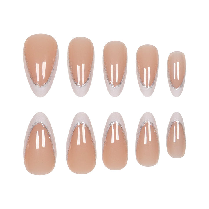 Elegant Stiletto Press-On Nails with Silver Glitter Accents Stornfield