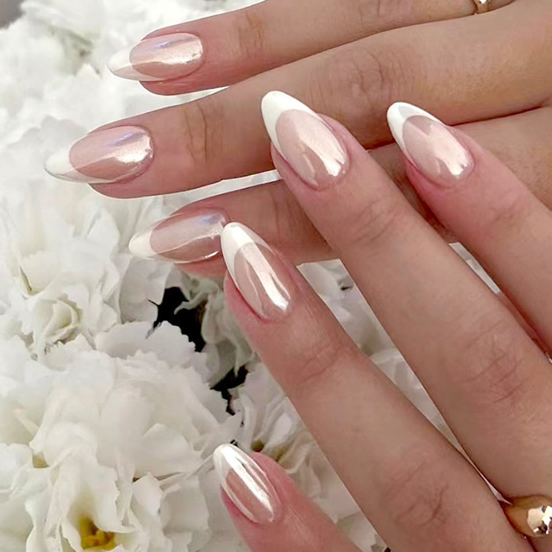 Premium Glossy French Tip Press-On Nails Stornfield