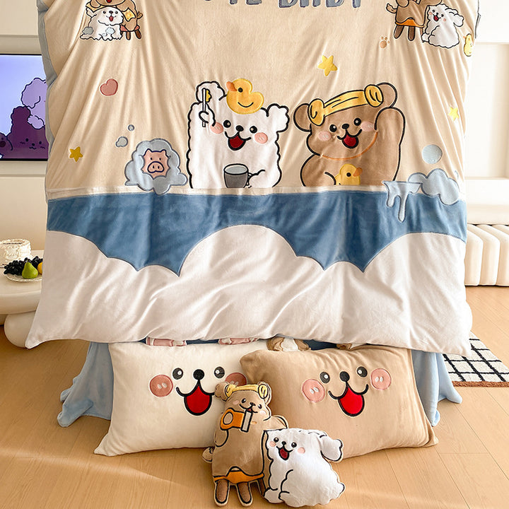 Plush Microfiber Cartoon Oversized Throw Blanket for Kids and Nursery