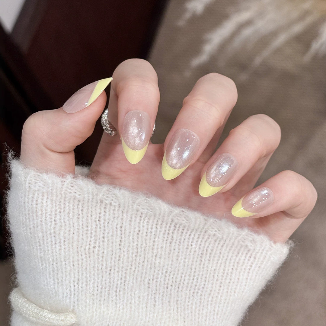 Elegant Glitter French Tip Press-On Nails