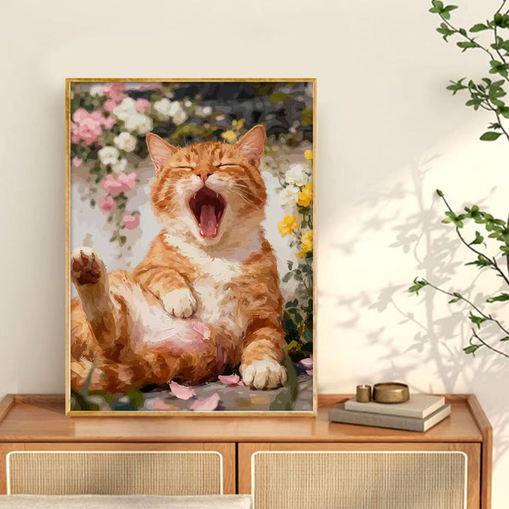 Yawning Cat Canvas Wall Art Print Stornfield