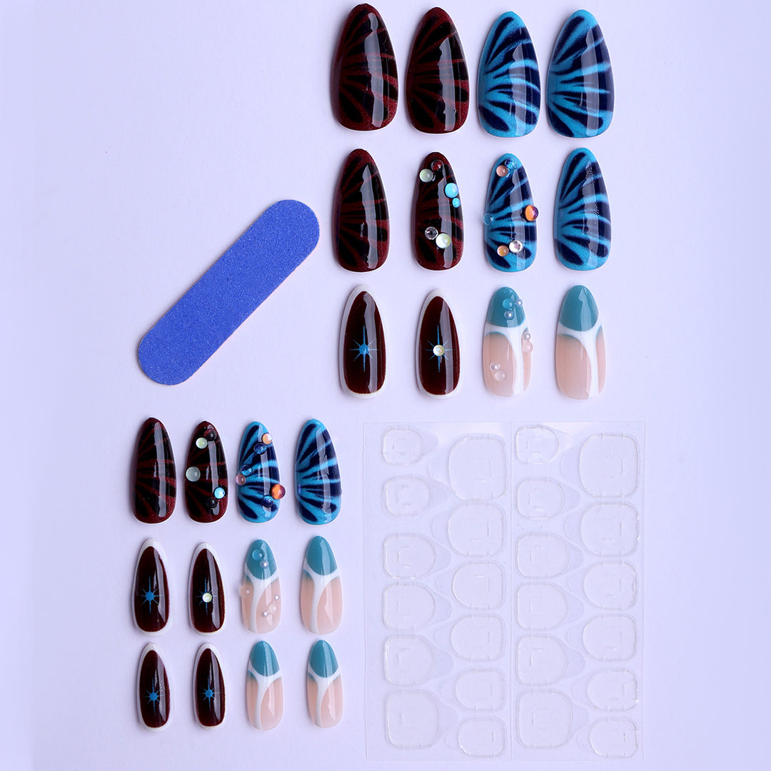Artificial nails with elaborate 3D applications and colorful designs Stornfield
