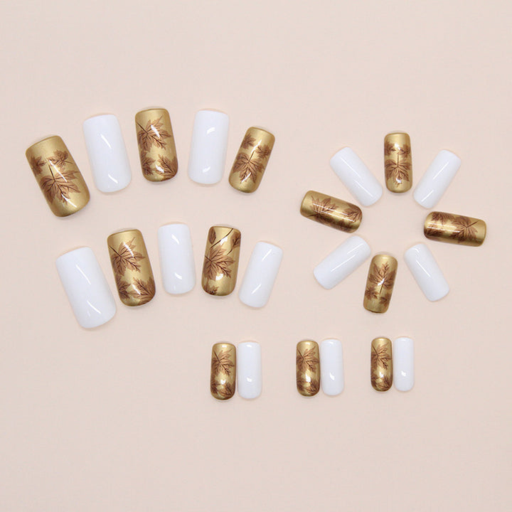 Luxury Metallic Leaf Design Press-On Nail Tips Stornfield