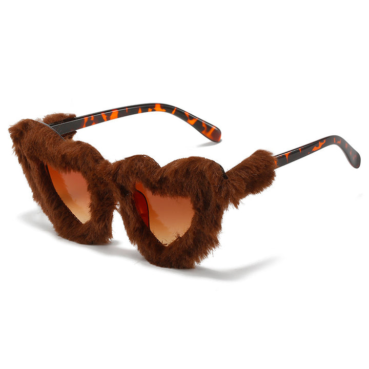 Heart-Shaped Faux Fur Frame Sunglasses Stornfield