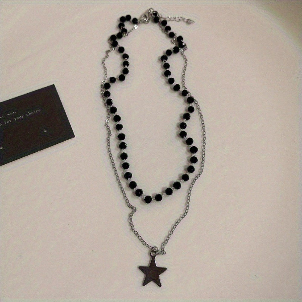 Layered Beaded Cross Necklace Stornfield