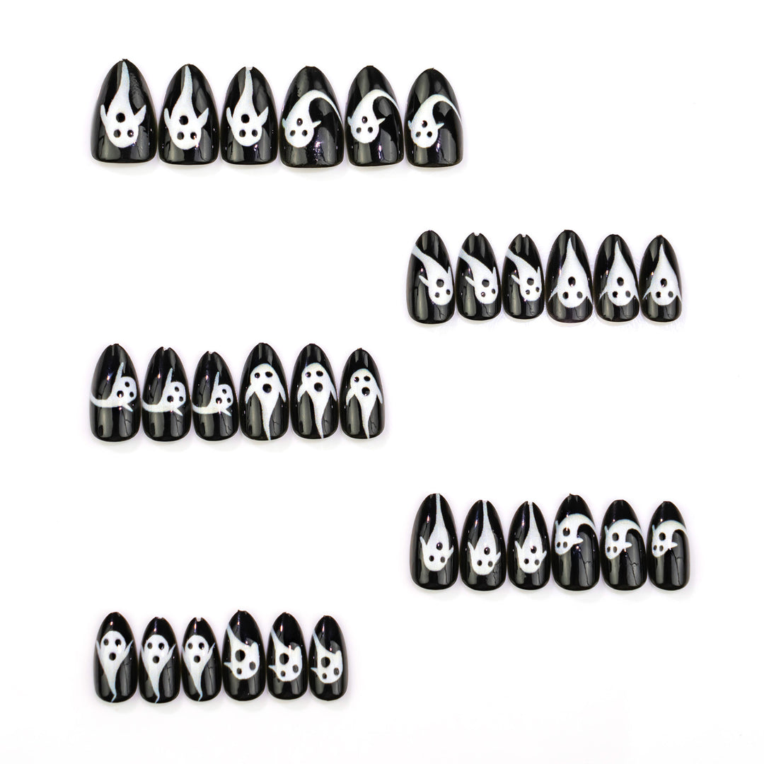 Ghost-Themed Press-On Nail Art Set Stornfield
