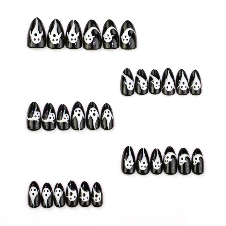 Ghost-Themed Press-On Nail Art Set Stornfield
