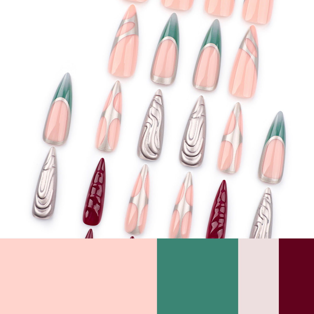 Artistic Stiletto Nails with Glitter and Metallic Effects Stornfield