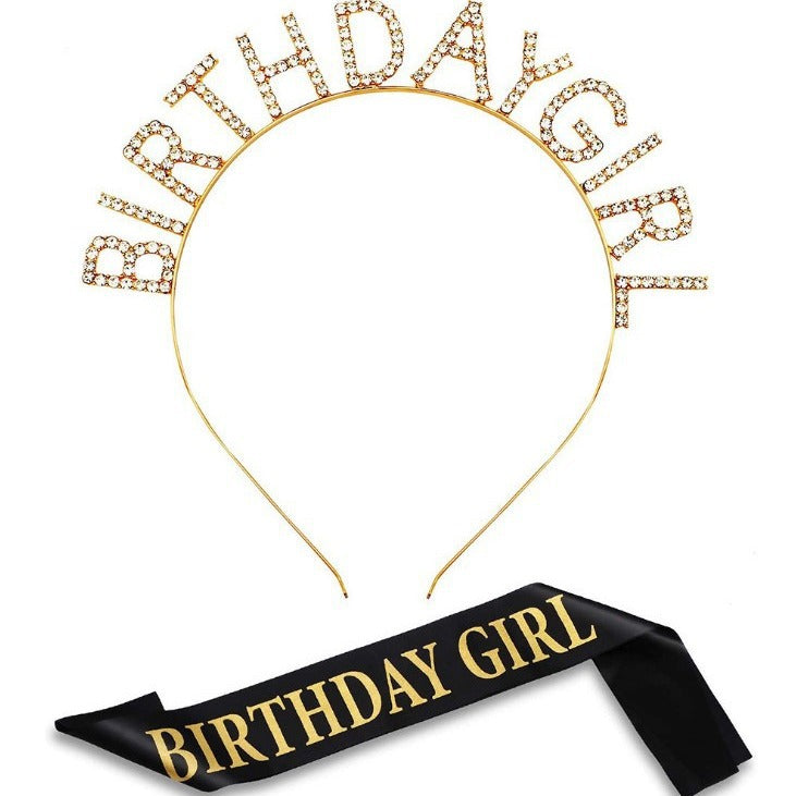 Ladies Glittering Birthday Crown with Festive Sash Stornfield