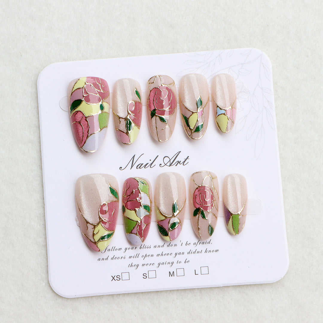 Floral Themed Press-On Nail Art Set Stornfield