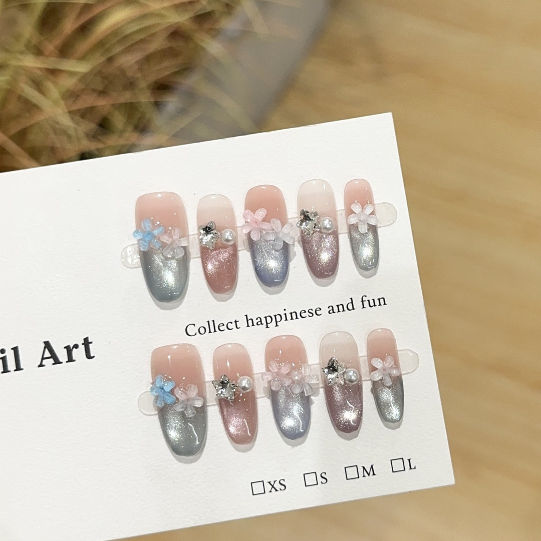 Decorative Floral Press-On Nail Art