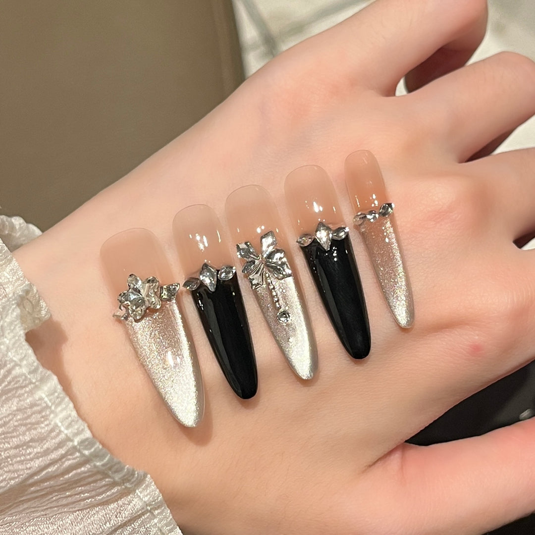 Glamorous Crystal-Studded Stiletto Press-On Nails Stornfield