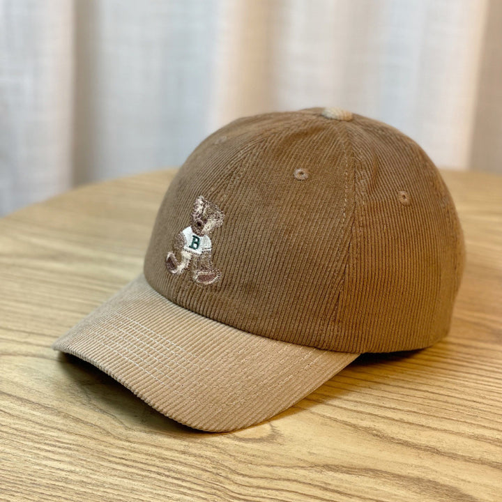 Women's Corduroy Baseball Cap with Teddy Bear Embroidery Stornfield