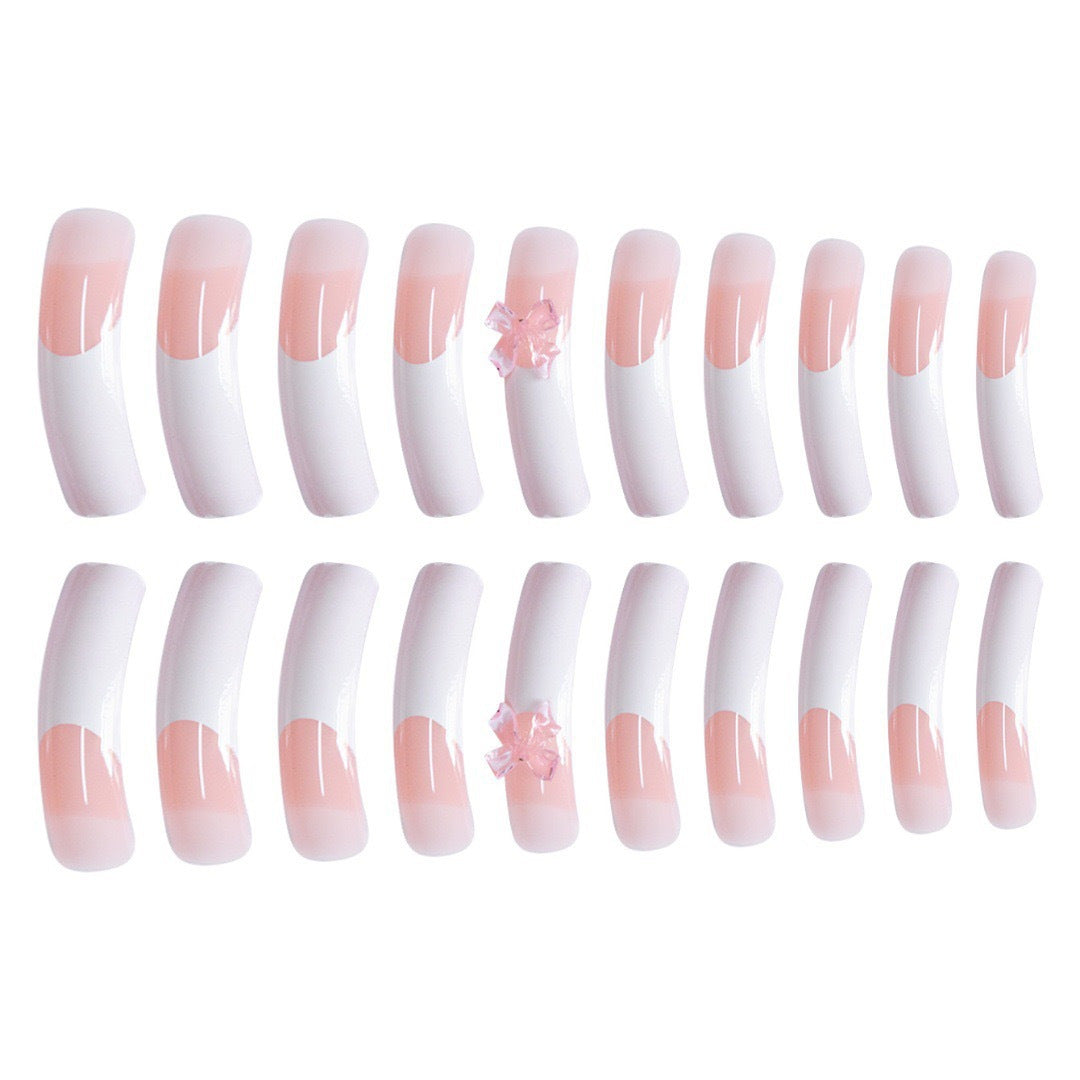 Elegant Bow-Embellished Acrylic Press-On Nails Stornfield