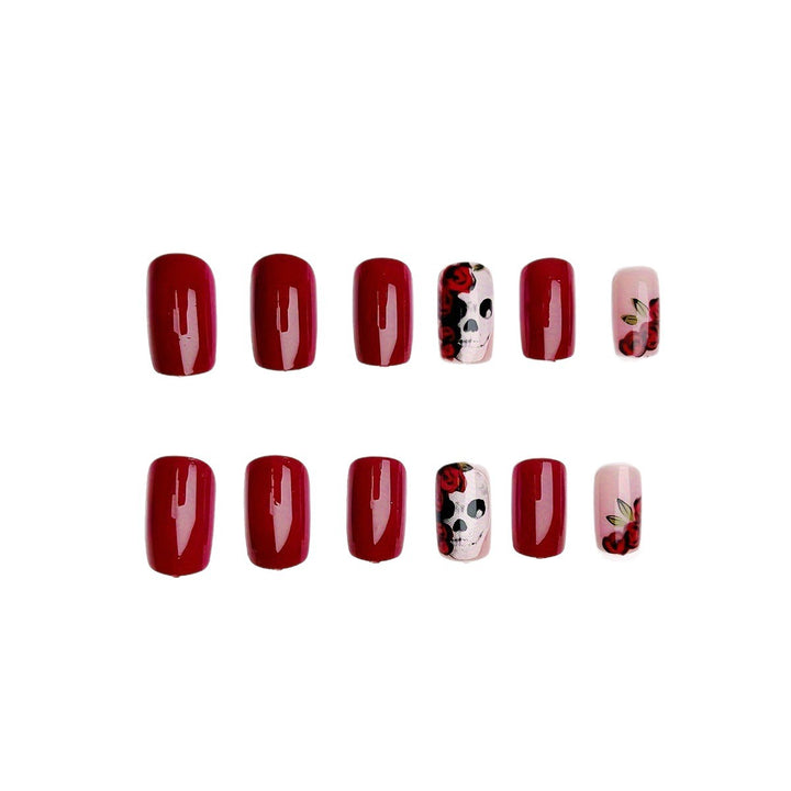 Artificial nails with skull and rose design Stornfield