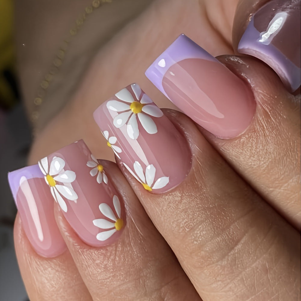 Artistic Floral Acrylic Nail Extensions Stornfield