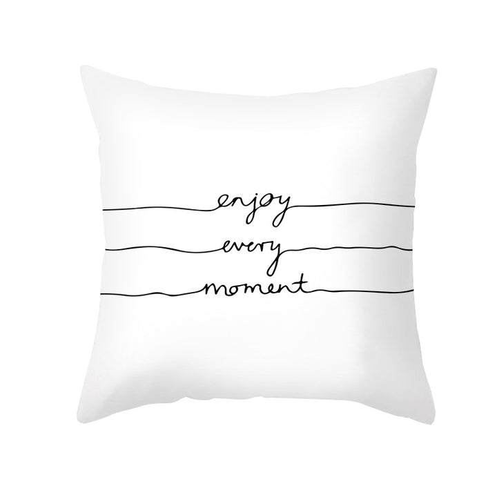 Square Cotton-Linen Decorative Throw Pillow Cover with Oversized HOME Typography Print and Concealed Zipper