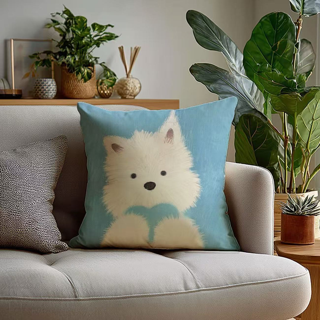 Plush Decorative Dog-Themed Throw Pillow