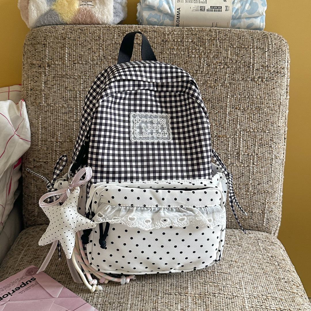 Charming Gingham Print School Backpack Stornfield