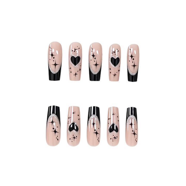 Elegant Heart-Embellished Nail Art Enhancements Stornfield